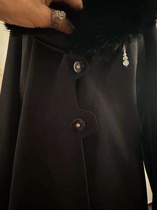 Americana negra vintage con cuello pelo sintético