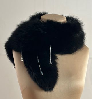 Americana negra vintage con cuello pelo sintético