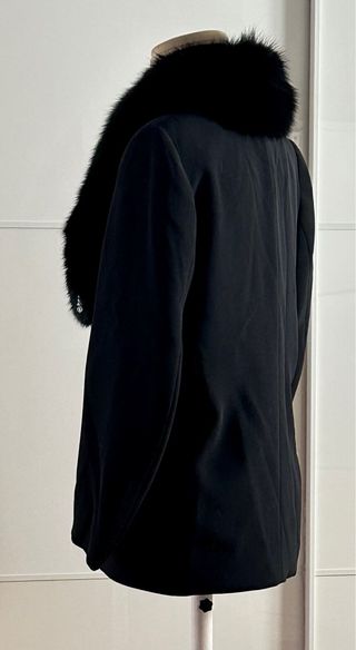 Americana negra vintage con cuello pelo sintético