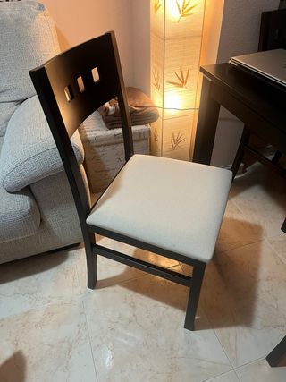 Silla de comedor madera y tela