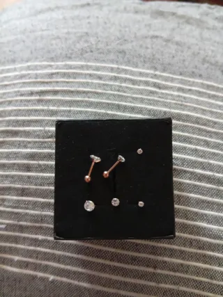 Pendientes Oro Rosa Circonitas