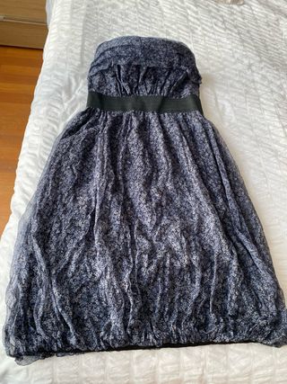 Vestido fiesta NAF NAF azul marino flores T.38