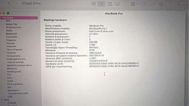 MacBook Pro Intel Core i5 8GB RAM 128GB SSD