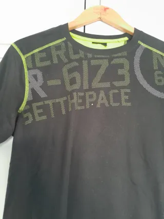 Camiseta M Hombre Negra Detalles Verdes
