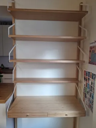 Scrivania e scaffali in bambù