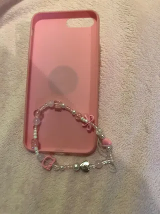 Funda iPhone 8 Plus rosa con popsocket