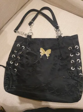 Borsa a spalla in velluto nera