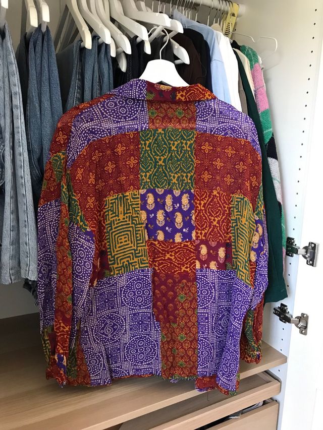 Blusa Patchwork Estampada Zara Talla S