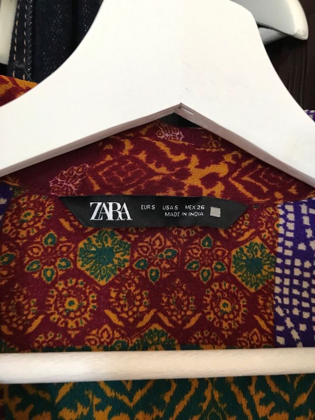 Blusa Patchwork Estampada Zara Talla S