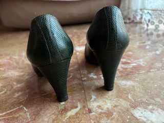 Décolleté Pelle Lucertola Verdi Tg.36 Vintage