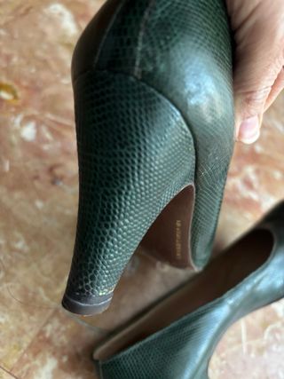 Décolleté Pelle Lucertola Verdi Tg.36 Vintage