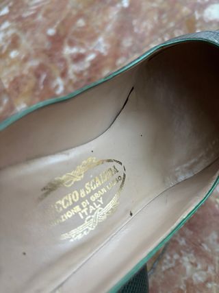 Décolleté Pelle Lucertola Verdi Tg.36 Vintage