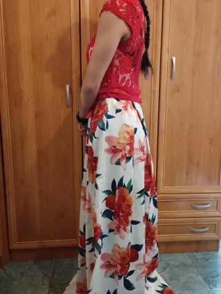 Vestido fiesta/boda rojo y floral