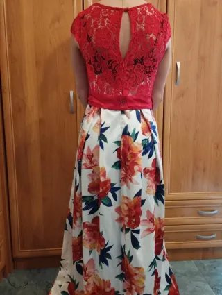 Vestido fiesta/boda rojo y floral