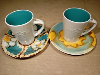 Tazze Granarolo Nuove  2 + 2 Piattini Thun usati