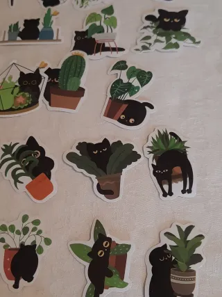 50 Adesivos Gatos Pretos Caricaturas