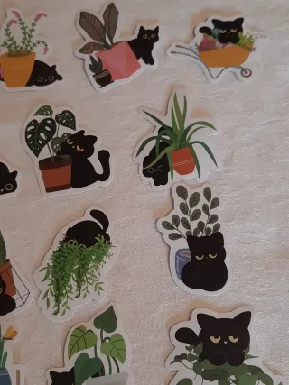 50 Adesivos Gatos Pretos Caricaturas