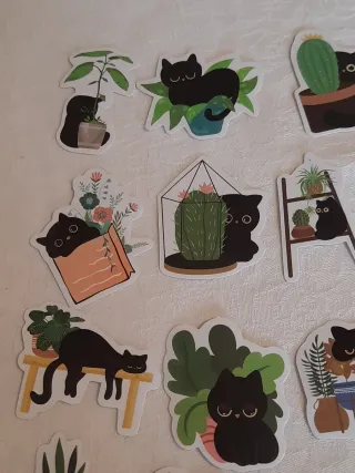 50 Adesivos Gatos Pretos Caricaturas