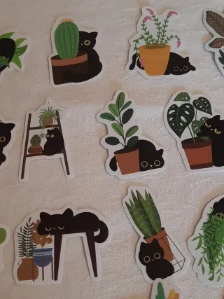 50 Adesivos Gatos Pretos Caricaturas