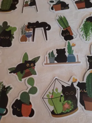 50 Adesivos Gatos Pretos Caricaturas