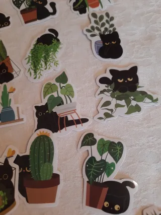 50 Adesivos Gatos Pretos Caricaturas