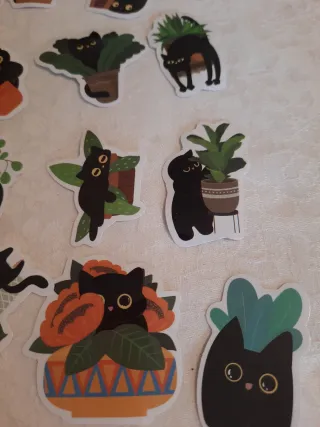 50 Adesivos Gatos Pretos Caricaturas