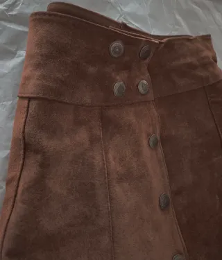 Minifalda de piel Vintage marrón