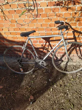 Bicicleta de carretera plateada