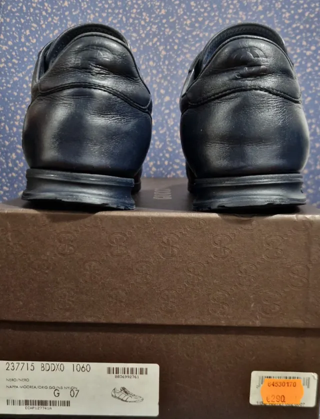 Zapatilla De Cuero Gucci Guccissima Web Azul Tinta