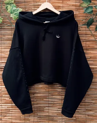Sudadera Adidas Cropped Mujer Negra