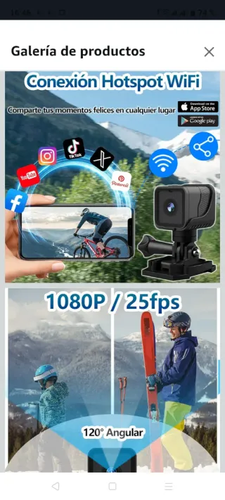 Cámara WiFi Action Cam 1080P