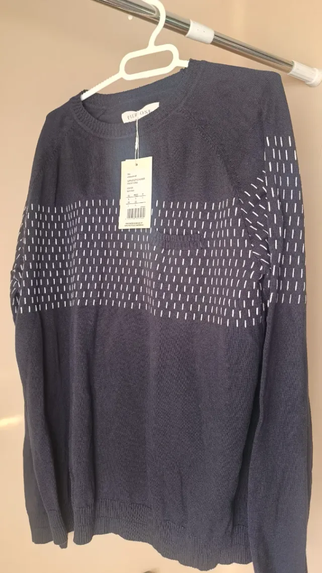 Jersey hombre azul y blanco