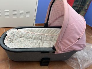Carrito bebé Asalvo rosa y gris