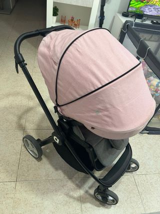 Carrito bebé Asalvo rosa y gris