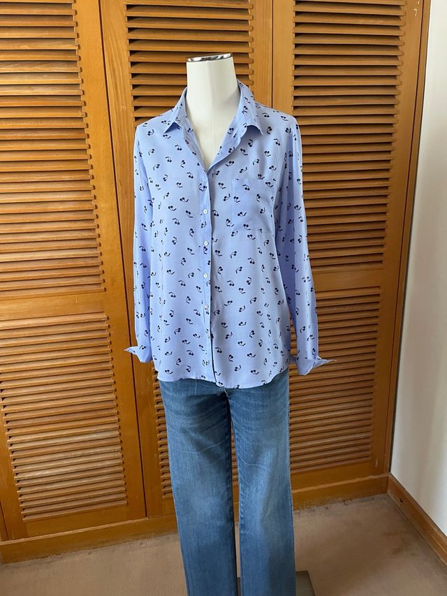 Blusa Pull&Bear azul estampada