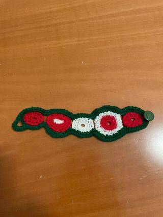Bracciale uncinetto cotone rosso e bianco