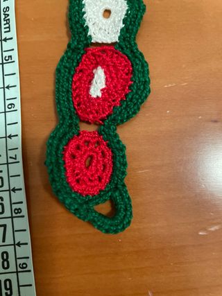 Bracciale uncinetto cotone rosso e bianco