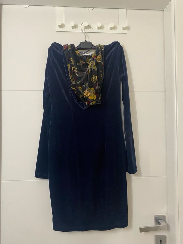 Vestito velluto blu con cappuccio