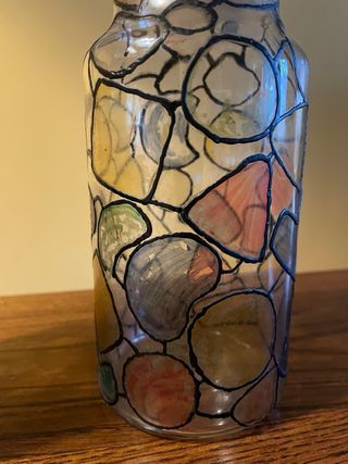 Coppia vasi vetro decorati a mano