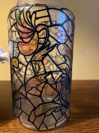 Coppia vasi vetro decorati a mano