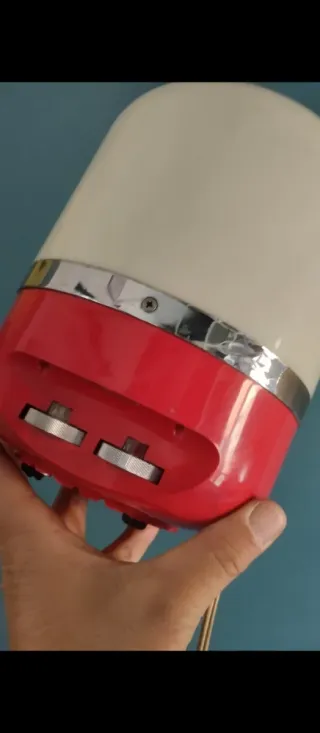 Lampada anni 70 design rosso e bianco