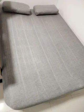 Sofá Cama Gris con 2 Cojines