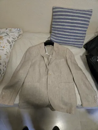 Chaqueta de lino beige