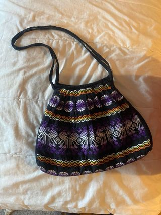 Bolso tela bordado flores nuevo