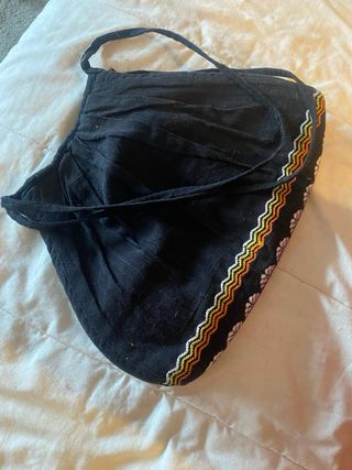 Bolso tela bordado flores nuevo