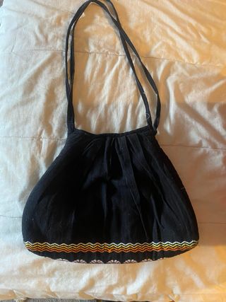 Bolso tela bordado flores nuevo