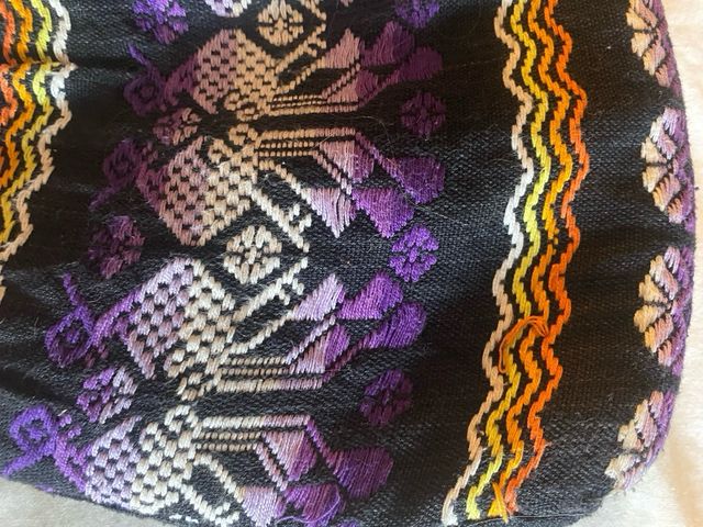 Bolso tela bordado flores nuevo