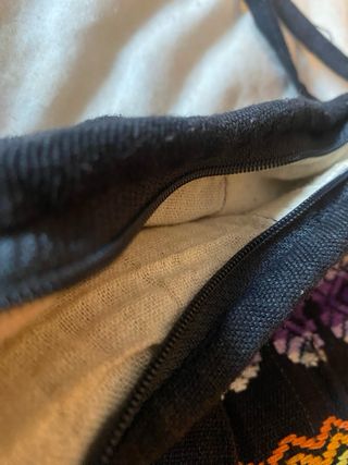 Bolso tela bordado flores nuevo