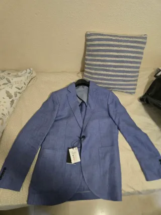 Chaqueta de lino azul