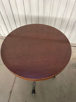 Mesita redonda madera y metal